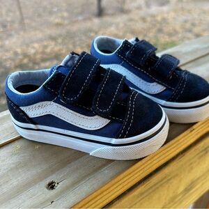 Vans Kids Navy and White Velcro Sneakers